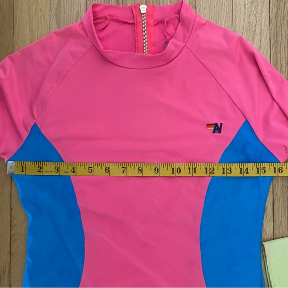 Aviator Nation Pink Blue Color Block Surf Suit Rash Guard Swimsuit Swim Size XL - Picture 12 of 14